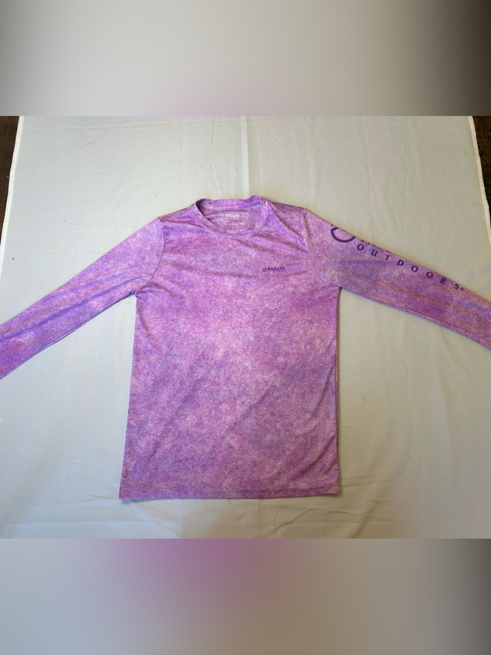Magellan Outdoors Purple Marble-Print Long Sleeve Tee